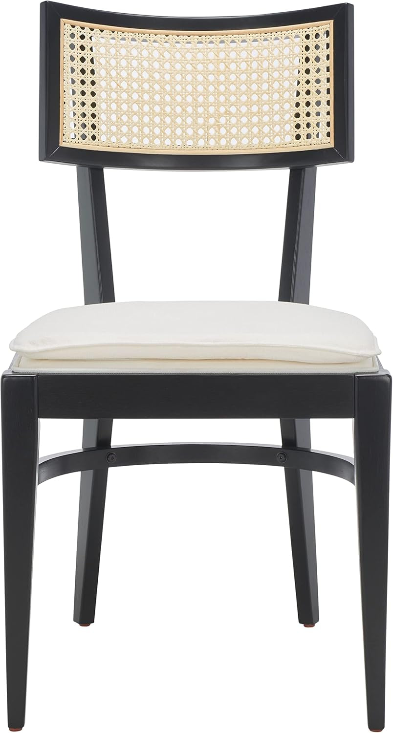 Home Collection Galway Coastal Black/Natural Cane Seat Cushion Dining Chair-3