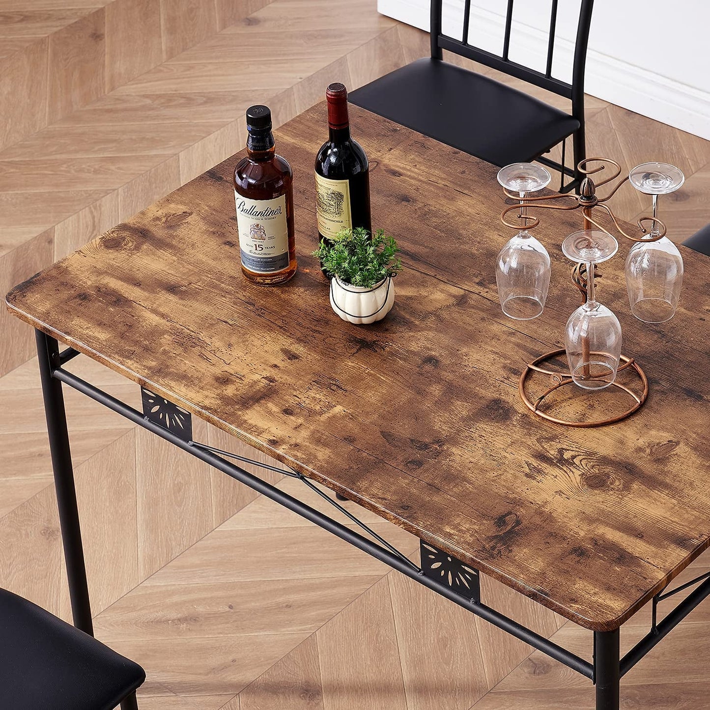 Kitchen Dining Room Table Sets for 4, Retro-Brown-2