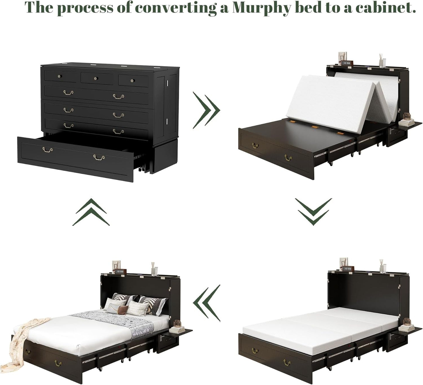 Queen Murphy Bed Cabinet with Charging Station Design-4