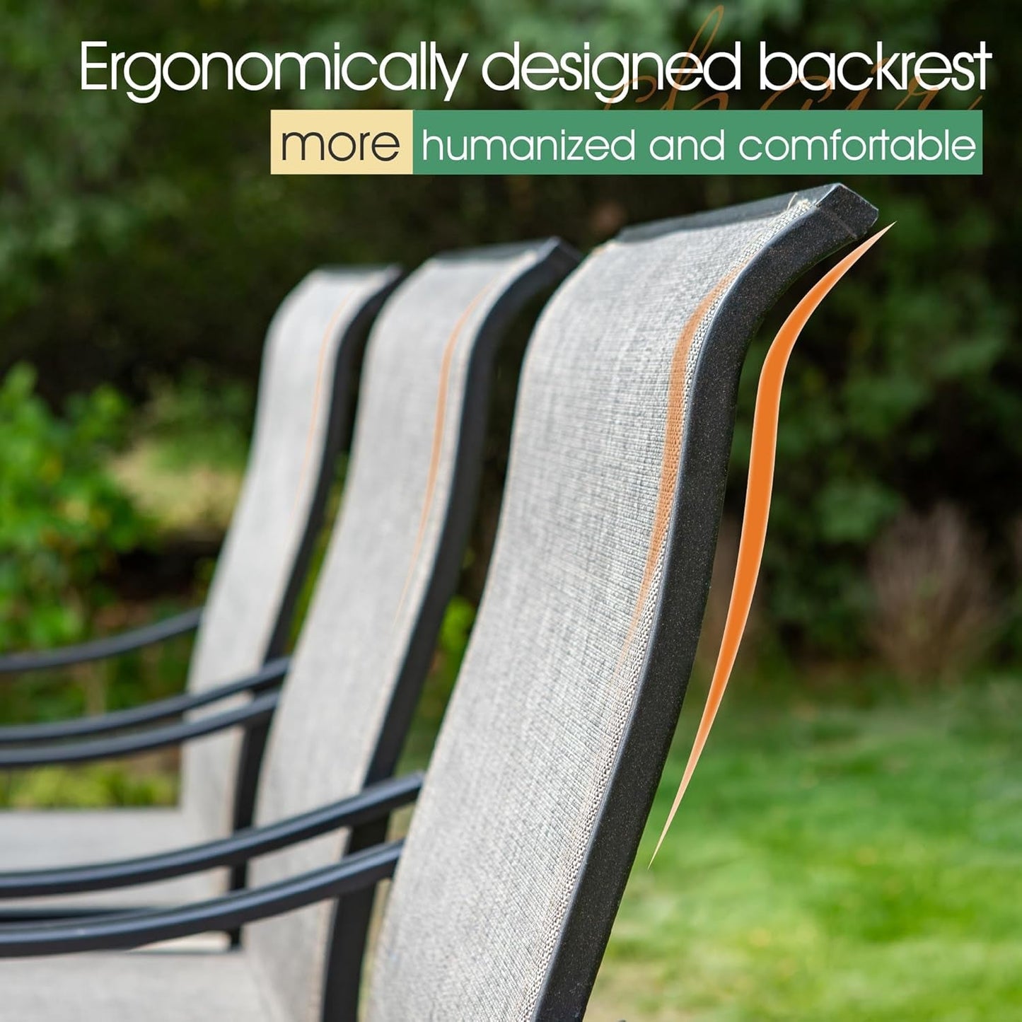 Patio Set with Umbrella 8 Pieces Outdoor Dining Set for 6 with 13Ft Double-Sided Patio Umbrella Beige, 6 X Swivel Patio Chairs, 1 Metal Table for Lawn Garden-4