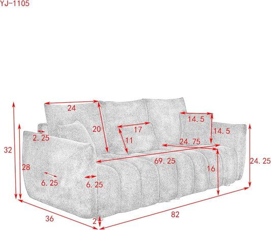 Deep Seat Teddy Fleece Loveseat Sofa with Wood Frame, 3 Seater Oversized Cloud Couch,Minimalist Style Boucle Upholstered Modular Sectional Sofa&Couches for Living Room Office-1