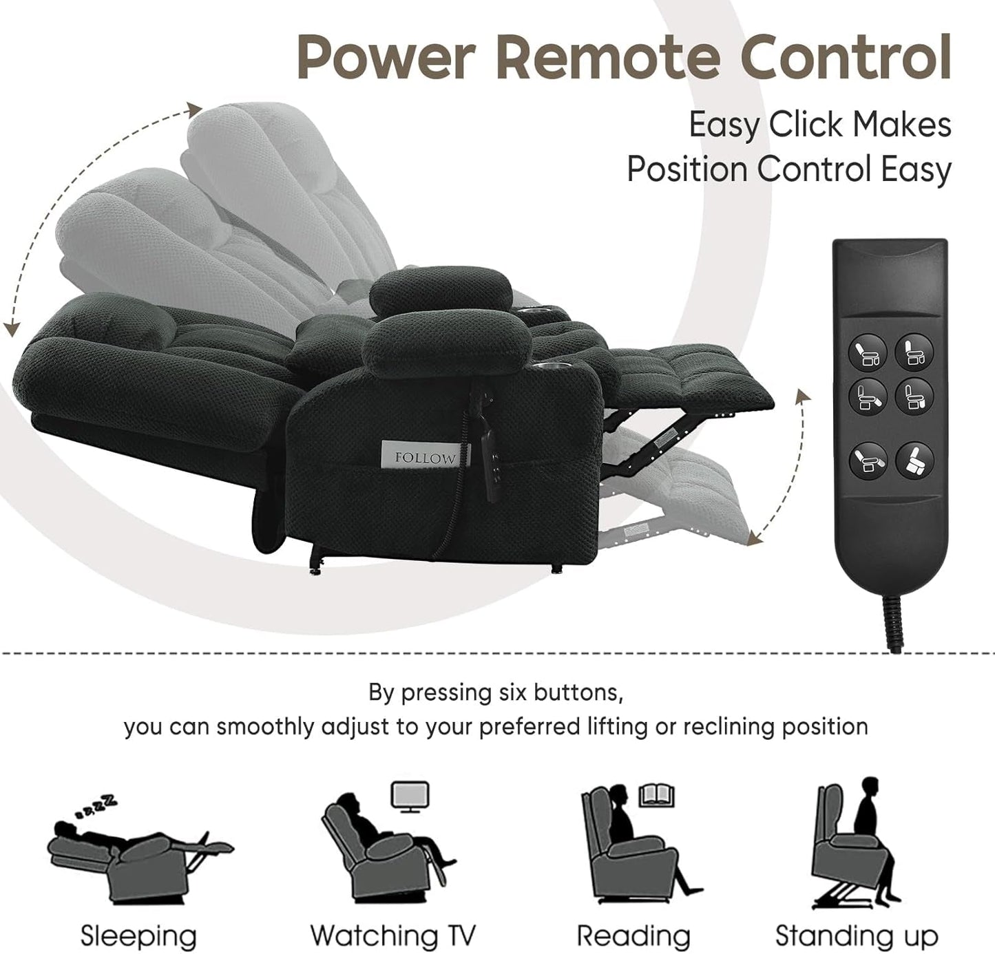 Large Dual Motor Lay Flat Power Lift Recliner Chair, Massage Recliner Chairs with Heat, Lumbar Pillow, USB & Type-C Ports, Oversized Recliner for Big & Elderly People for Living Room - Grey-2
