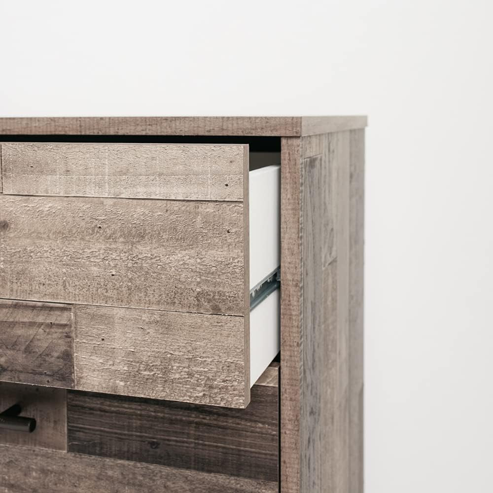 Neilsville Industrial Butcher Block Style Dresser, Natural Pallet Brown,Grey-4