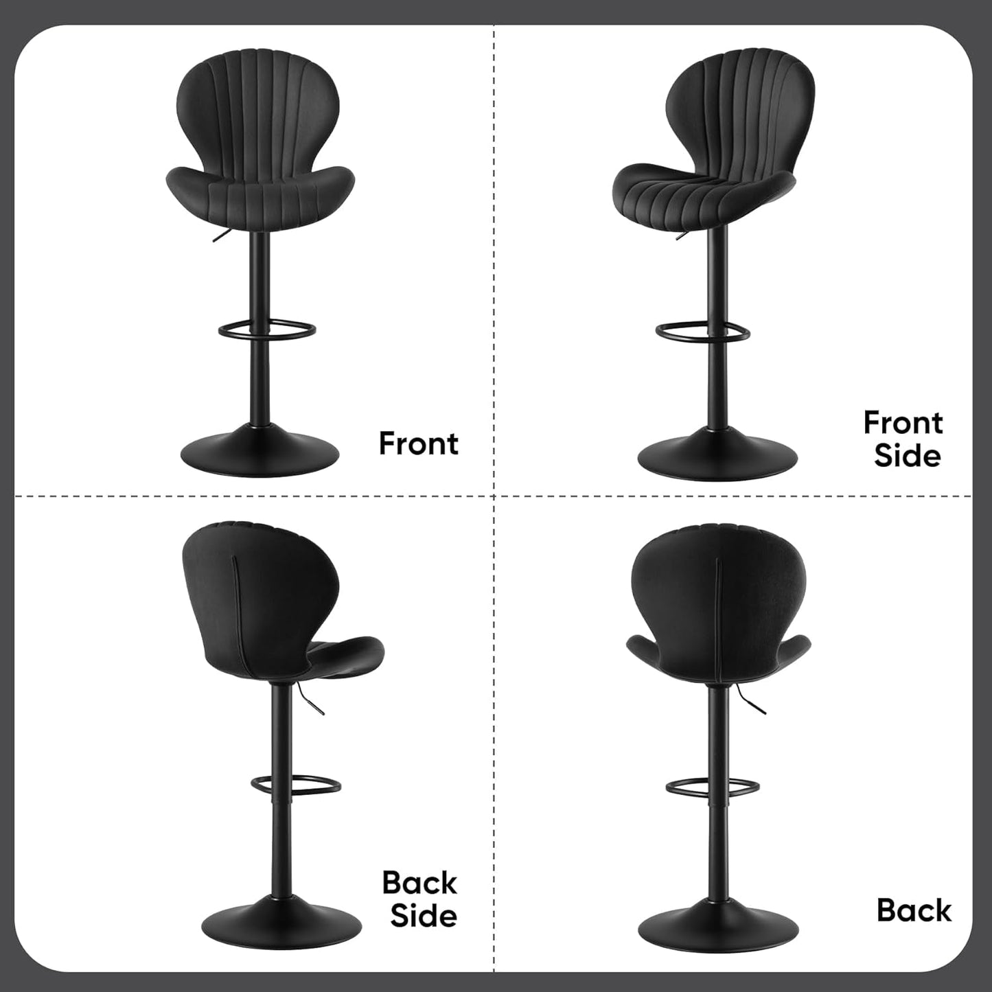 Bar Stools Set of 3 Modern Swivel Bar Chairs, Barstools Counter Height with High Backrest, Easy 3-5 Minute Assembly for Bar, Kitchen, Dining Room Black-4
