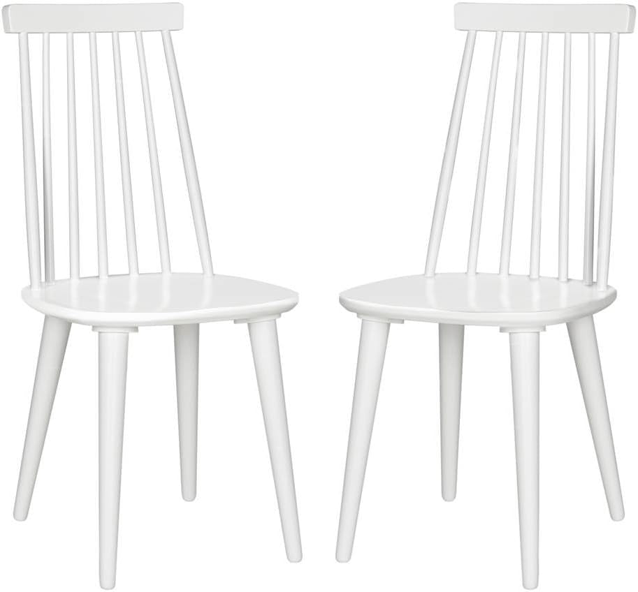 American Homes Collection Burris Country Farmhouse White Spindle Side Chair (Set of 2)-0