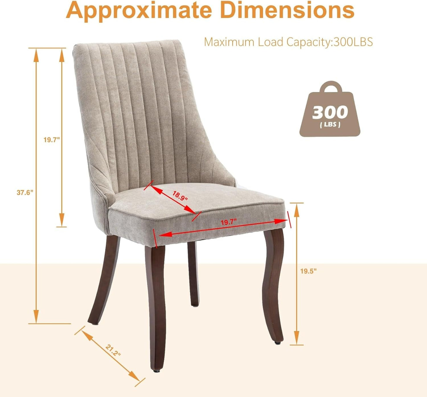 Velvet Dining Chairs Set of 4,Comfy Fabric Upholstered Accent Chairs for Kitchen Living Room,Channel Tufted Dining Room Chairs with Curved Solid Wood Legs(Beige)-2