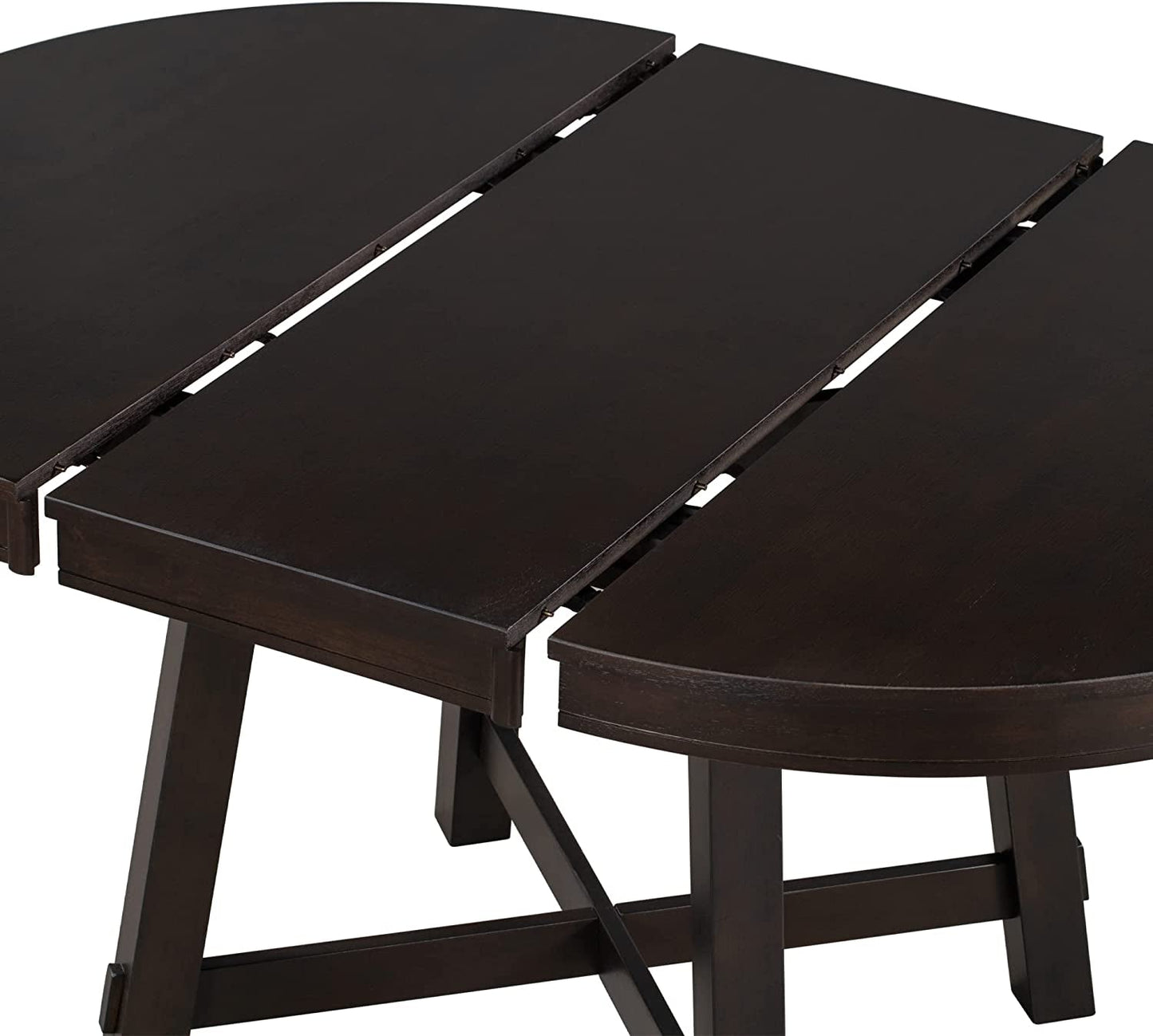 Espresso Extendable Farmhouse round Wood Table-1