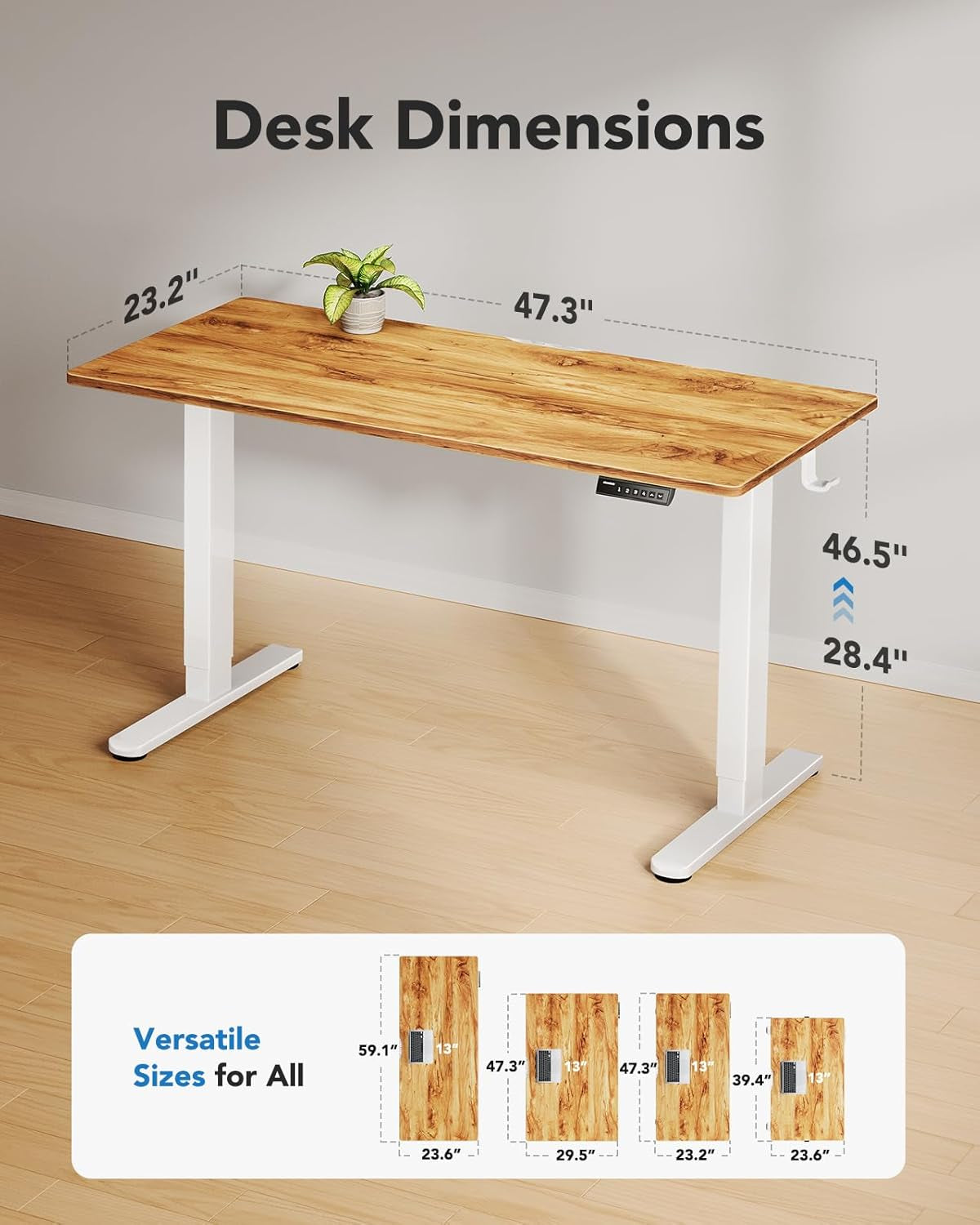 Electric Standing Desk, 48" X 24" Whole Piece Desktop, Adjustable Height Computer Desk, 4 Height Memory Settings, Sit Stand up Desk for Home Office, Light Vintage-2