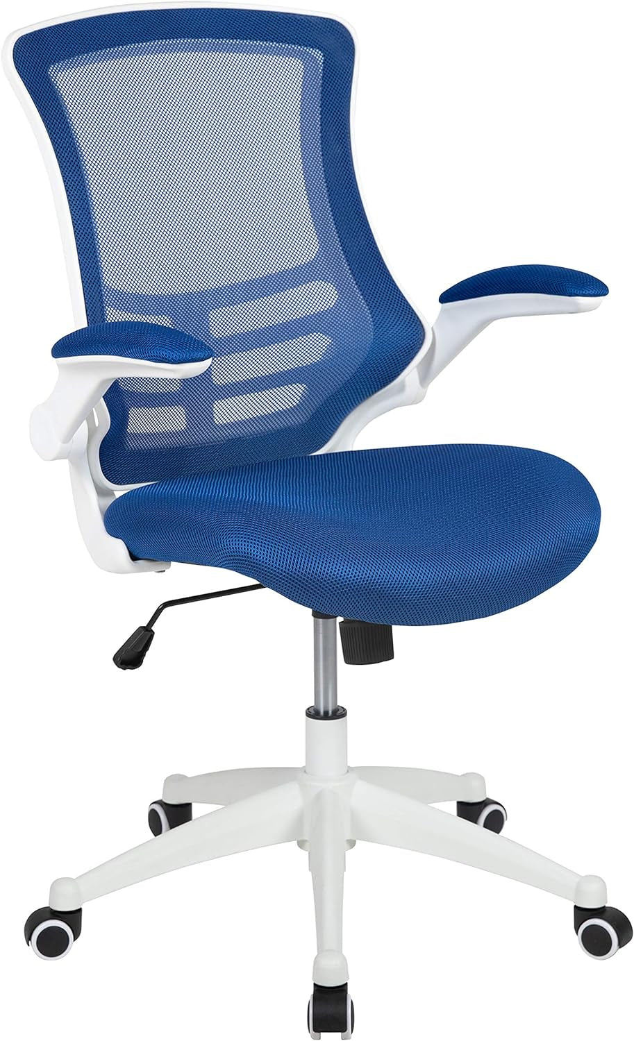 Kelista Office Chair, Ergonomic, Mid-Back, White Frame, Blue Mesh with Swivel-0