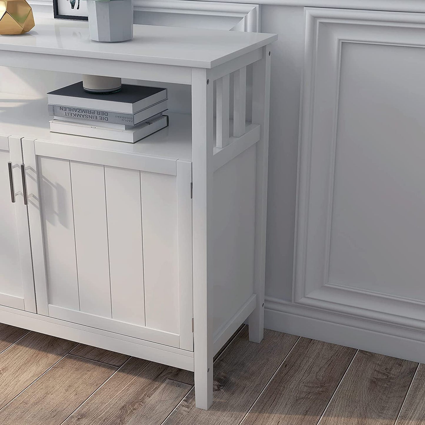White Buffet Cabinet with 2 Doors and Adjustable Shelf-3