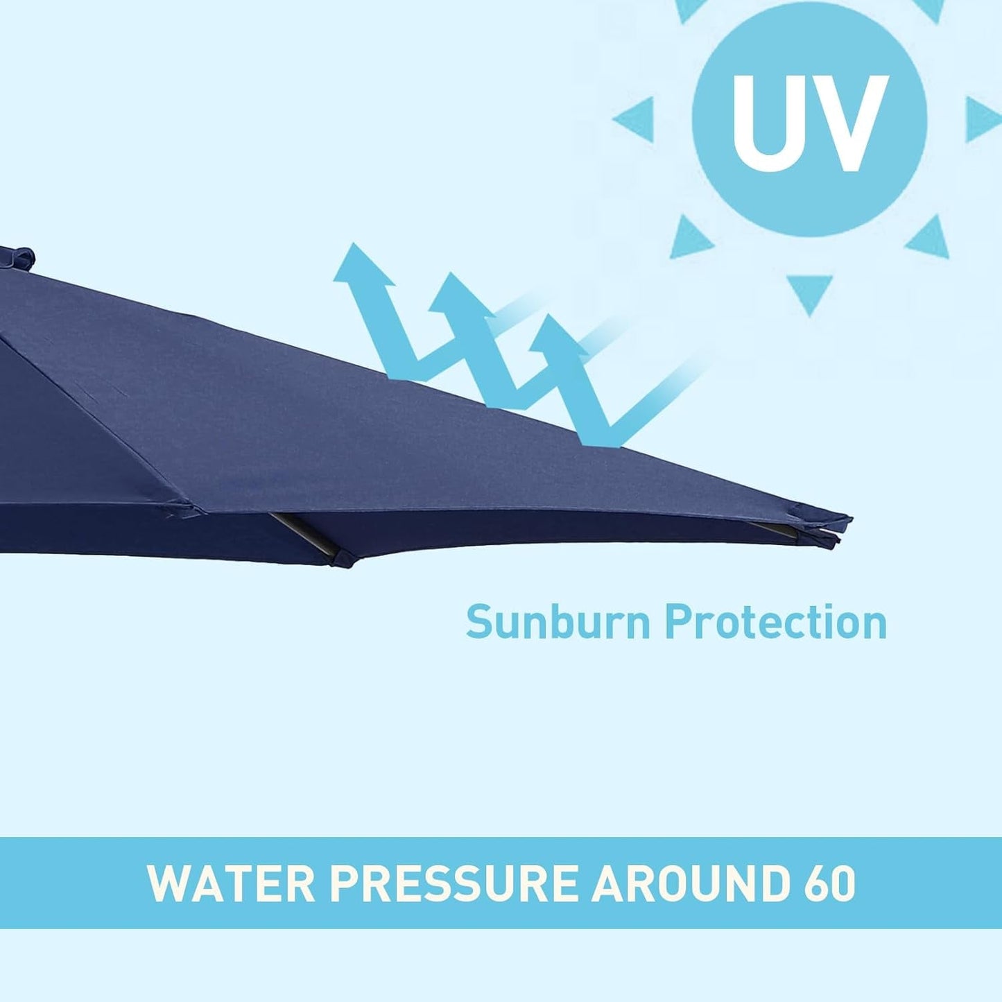 15ft Double Sided Patio Umbrella with Base Blue-4