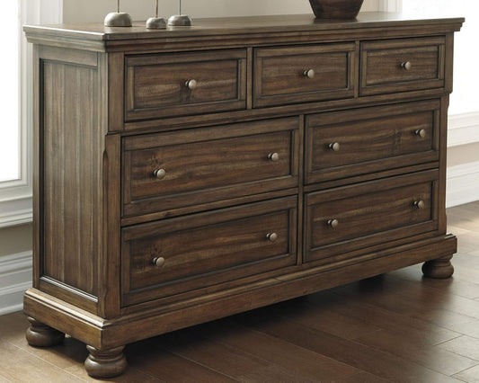 Flynnter Traditional 7 Drawer Dresser with Dovetial Construction, Tobacco Brown-1