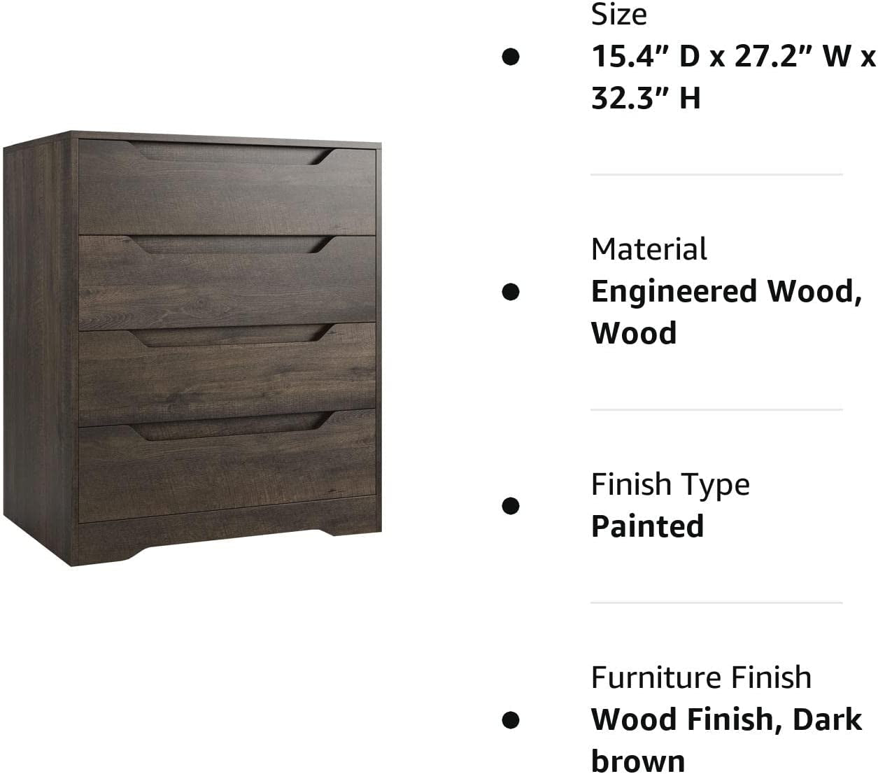 Modern 4-Drawer Dresser in Dark Brown-1