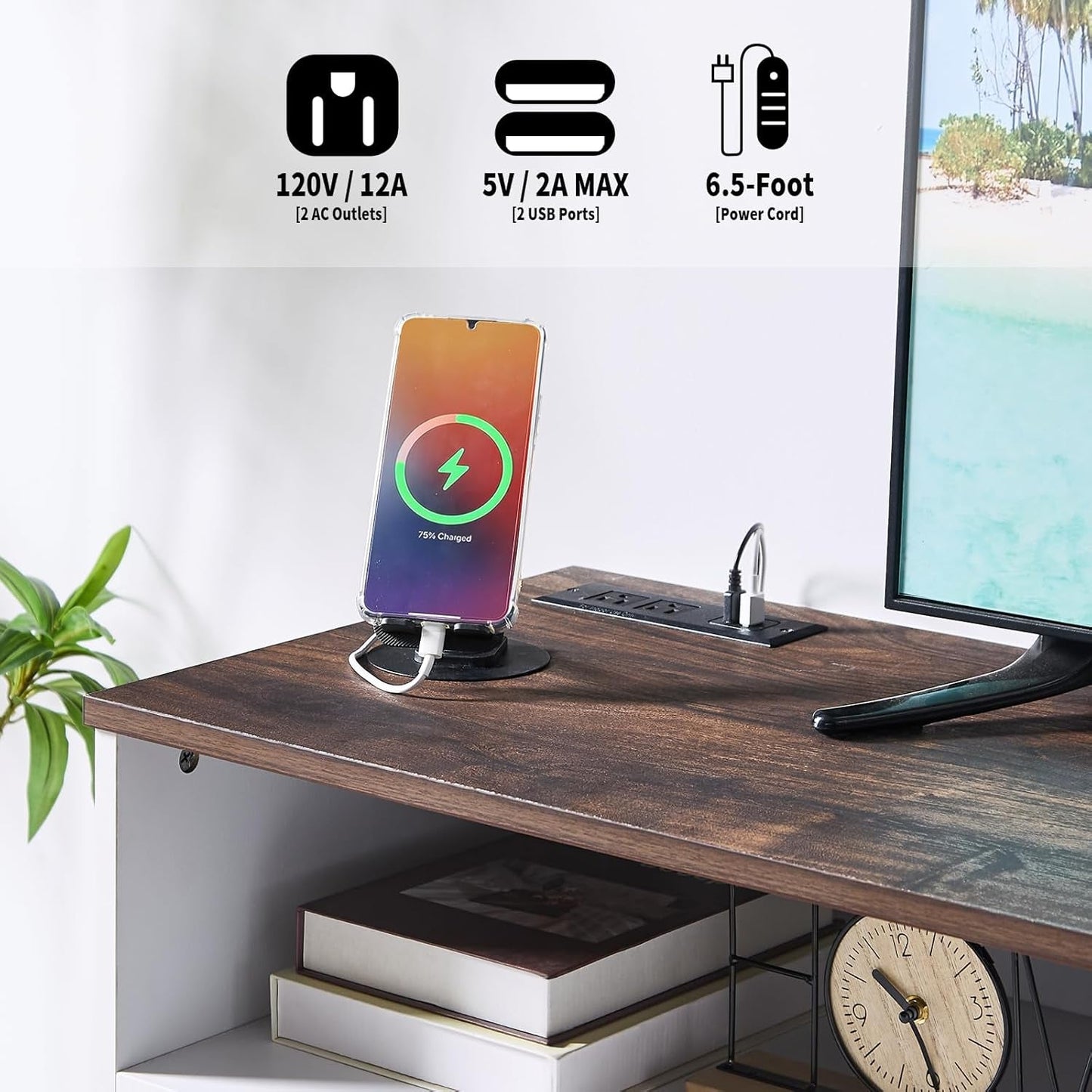 White Dresser for Bedroom Wooden, 6 Drawer Dressers & Chests of Drawers, Modern Wood Tall Dresser, 48 Inches Wide Chest of Drawers for Bedroom, Hallway, Living Room-4