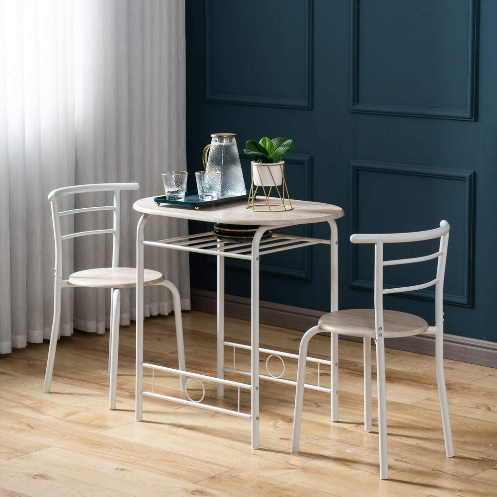 Small 3-Piece Wooden Kitchen Table and Chair Set-0