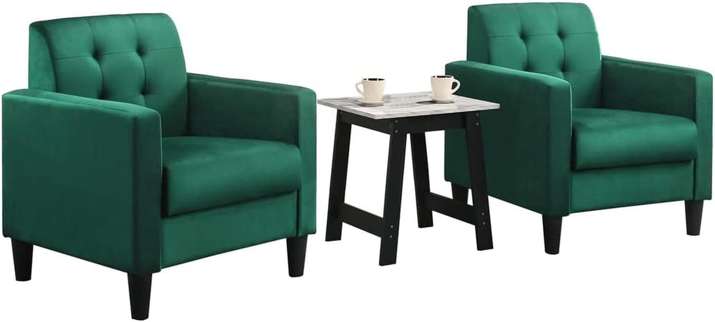 Hale Green Velvet Armchairs and End Table Living Room Set-0