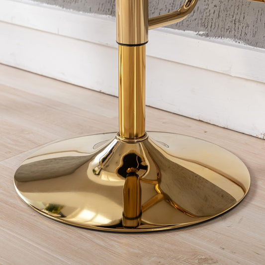 Modern Swivel Bar Stools Set of 2, Velvet Adjustable Height Barstool with Barrel Back Kitchen Island Counter Bar Chair with Golden Base, Black-1