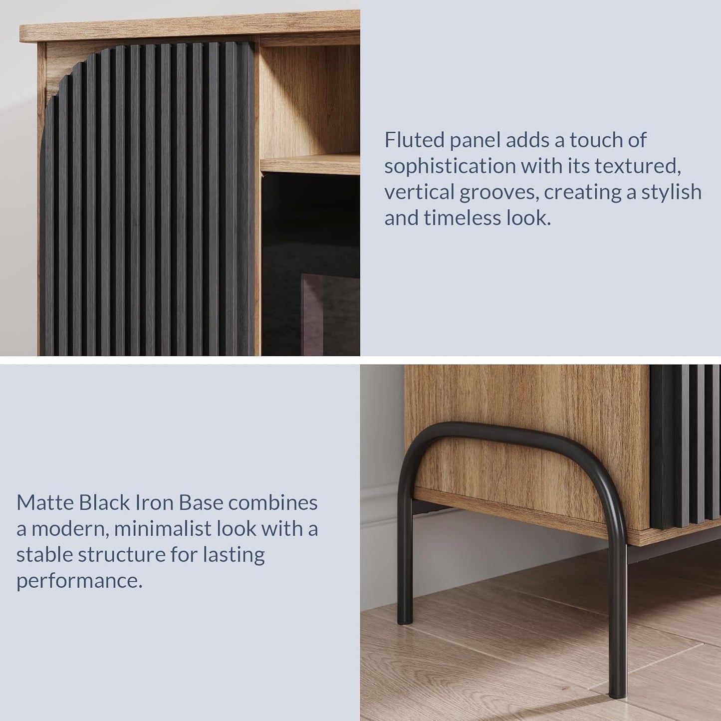 68" Fluted TV Stand with Fireplace for 75" TV-4