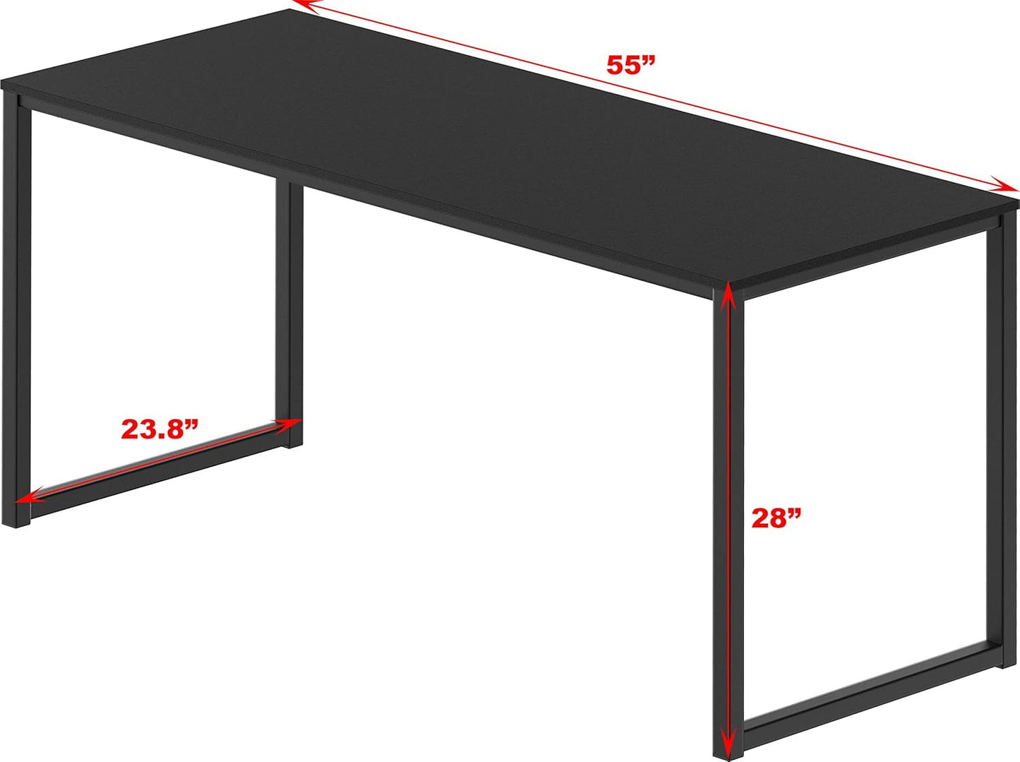 Home Office 55-Inch Computer Desk, 24" Deep, Black-2