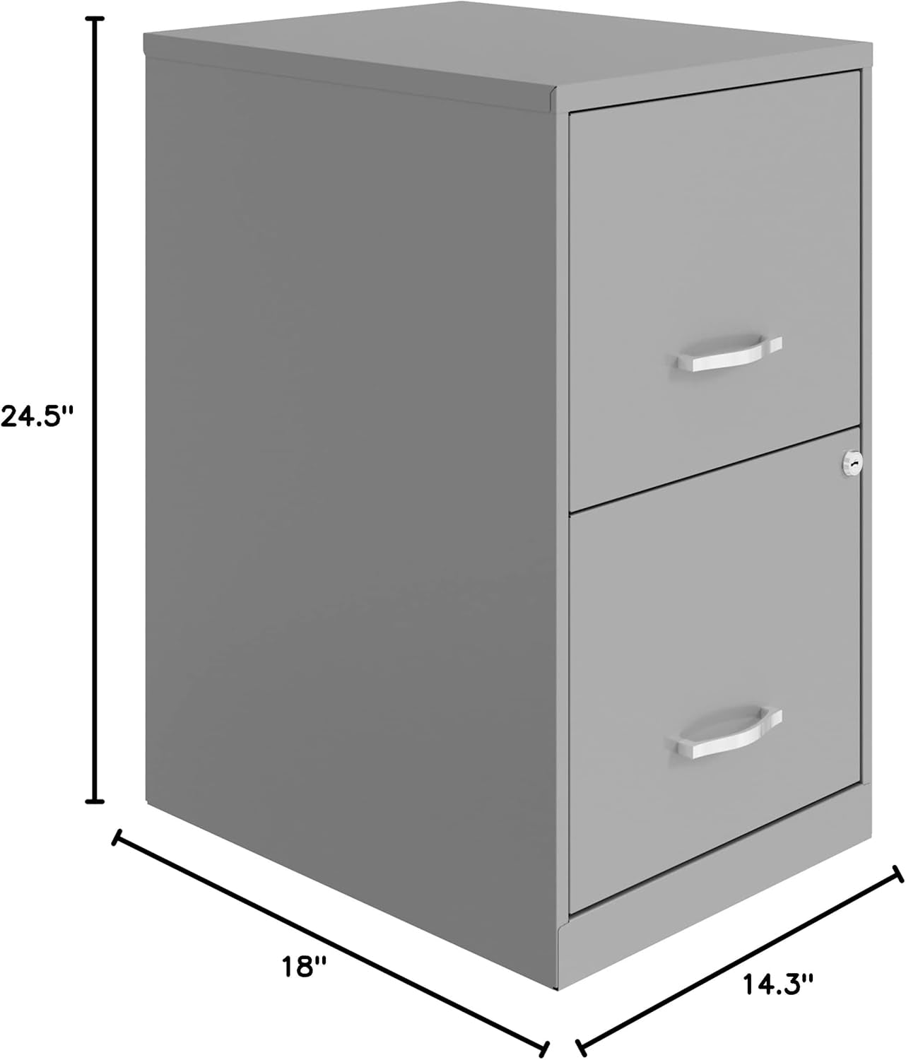 2-Drawer File Cabinet, 14.2" X 18" X 24.5", Silver-2