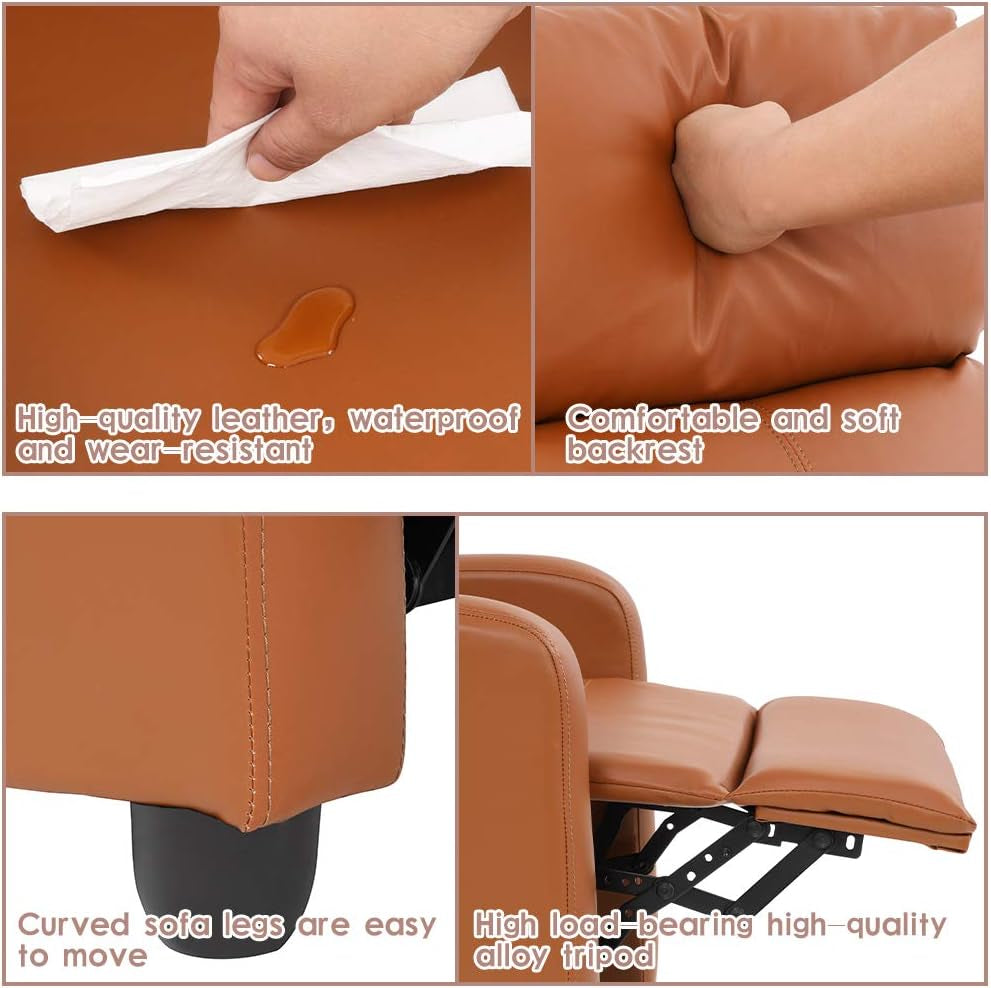 Recliner Chair for Living Room Reading Chair Home Theater Seating Reclining Chair Recliner Sofa Winback Chair Single Sofa Modern Easy Lounge with PU Leather Padded Seat Backrest-3