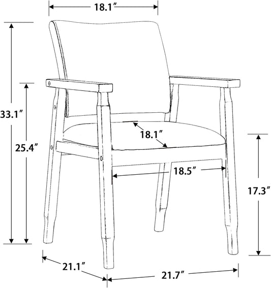 Mid Century Modern Walnut Dining Chairs Wood Arm Beige Fabric Kitchen Cafe Living Room Decor Furniture-1