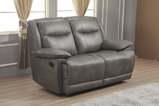 Bonded Leather Reclining Sofa Couch Set Living Room Set 8006 (Grey, Loveseat)-1