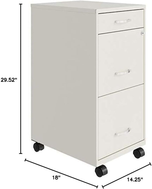 3 Drawers 29.52" Vertical White Metal Filing Cabinet Lockable Pre-Assembled Movable Letter Size for Home, Office-1