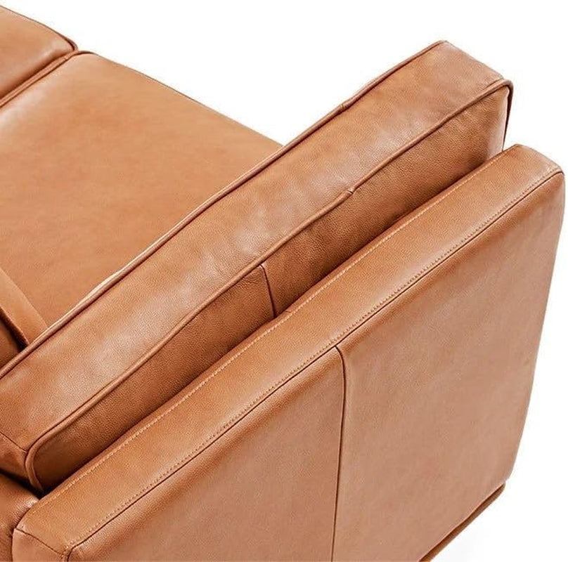 Valencia Artisan Full Leather Sofa 88” - Pure Full Italian Nappa Leather Couch, Solid Wood Accent, Ultimate Comfort, Cognac Tan-4