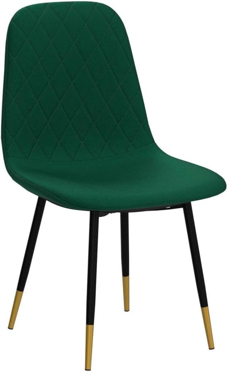 Velvet Dining Chairs Kitchen Plain Color Chair Upholstered Side Stools with Backrest Metal Legs Set of 4, Kelly Green-3