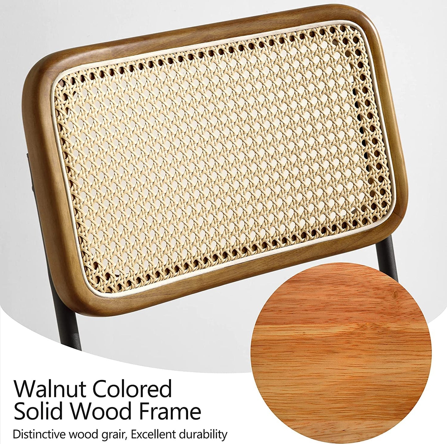 Rattan Dining Chairs, Set of 2, Mid Century Modern-4