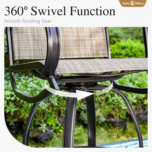 Swivel Chair Counter Height Outdoor Bar Set-1