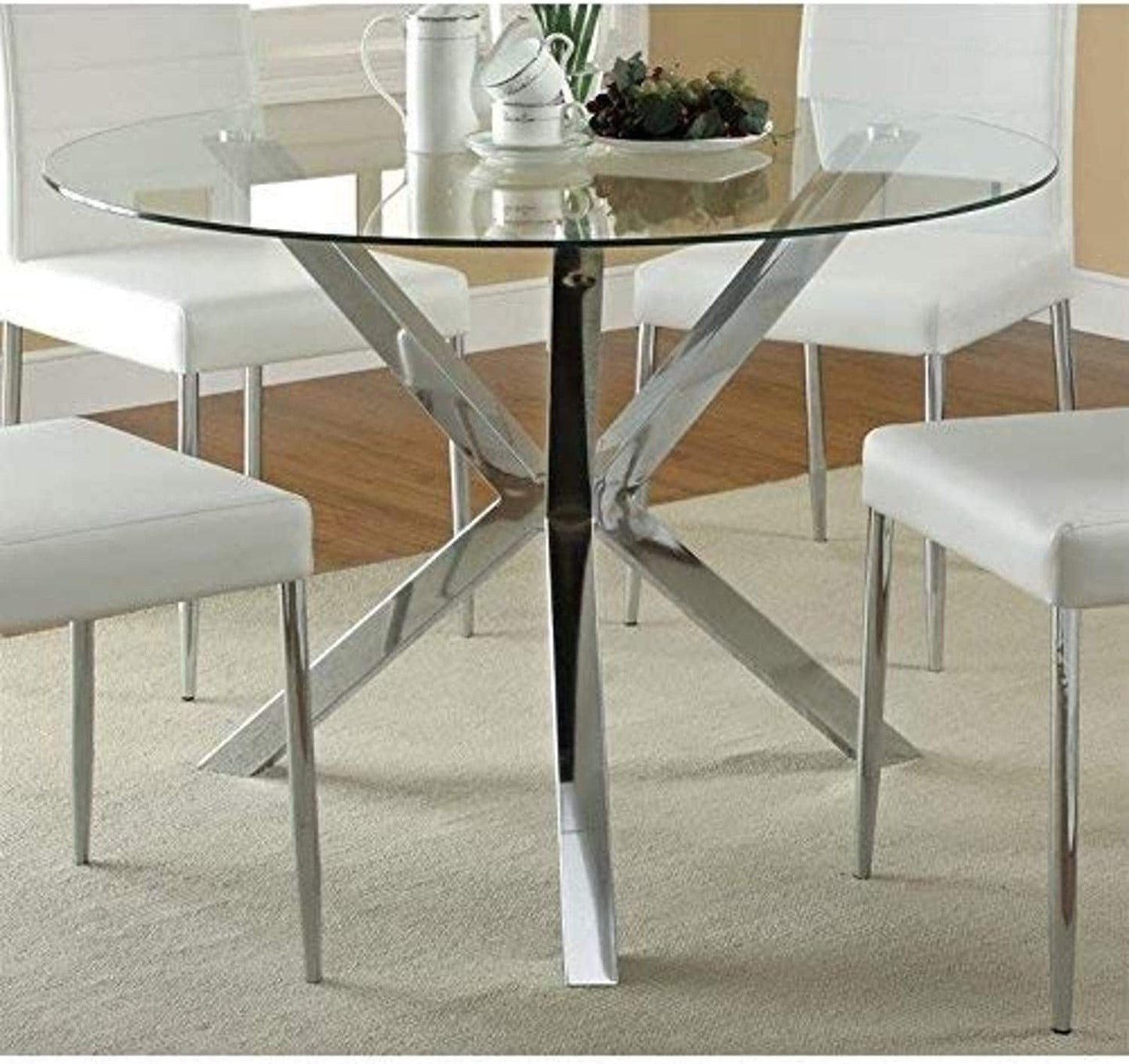 COASTER Vance Contemporary Glass Top round Dining Table-0