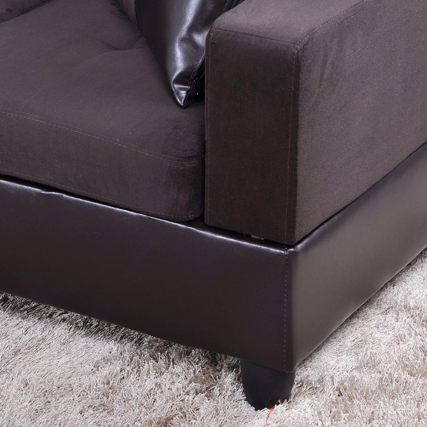 Modern L-Shaped Sectional Sofa Set for Small Living Room, Modular Couch with Chaise, Comfortable and Affordable Traditional, U-Shaped, Corner (Espresso, Left Hand Facing)-4