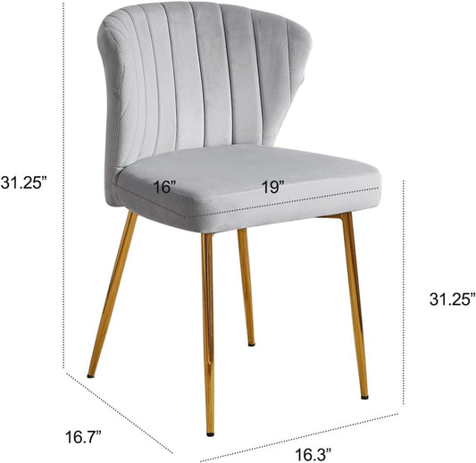 Velvet Dining Chairs Set of 4, Modern Dining Chairs with Golden Metal Legs, Tufted Upholstered Dining Chairs for Dining Room/Kitchen/Vanity, Grey-1