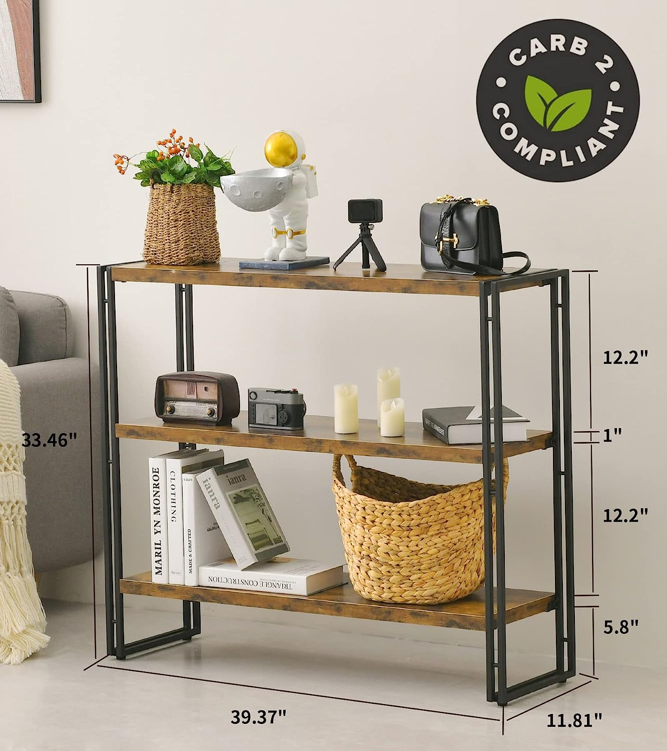 Rustic 3-Tier Bookcase for Home and Office-2
