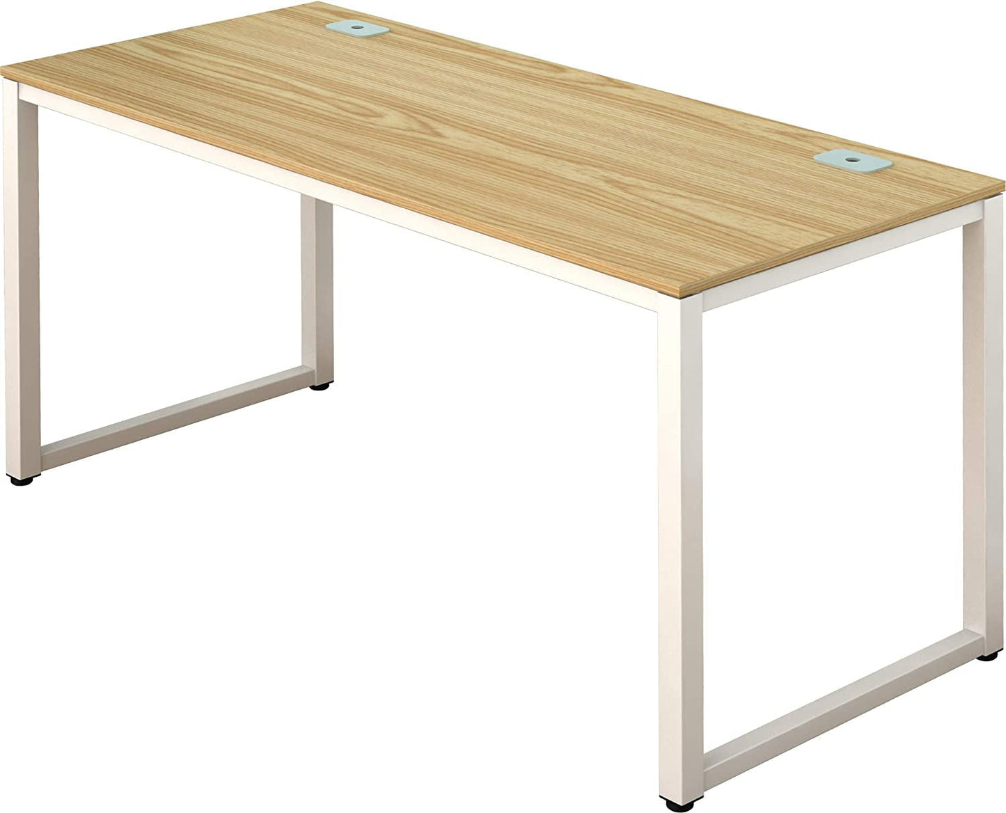 White Frame Oak Top 55-Inch Desk-0