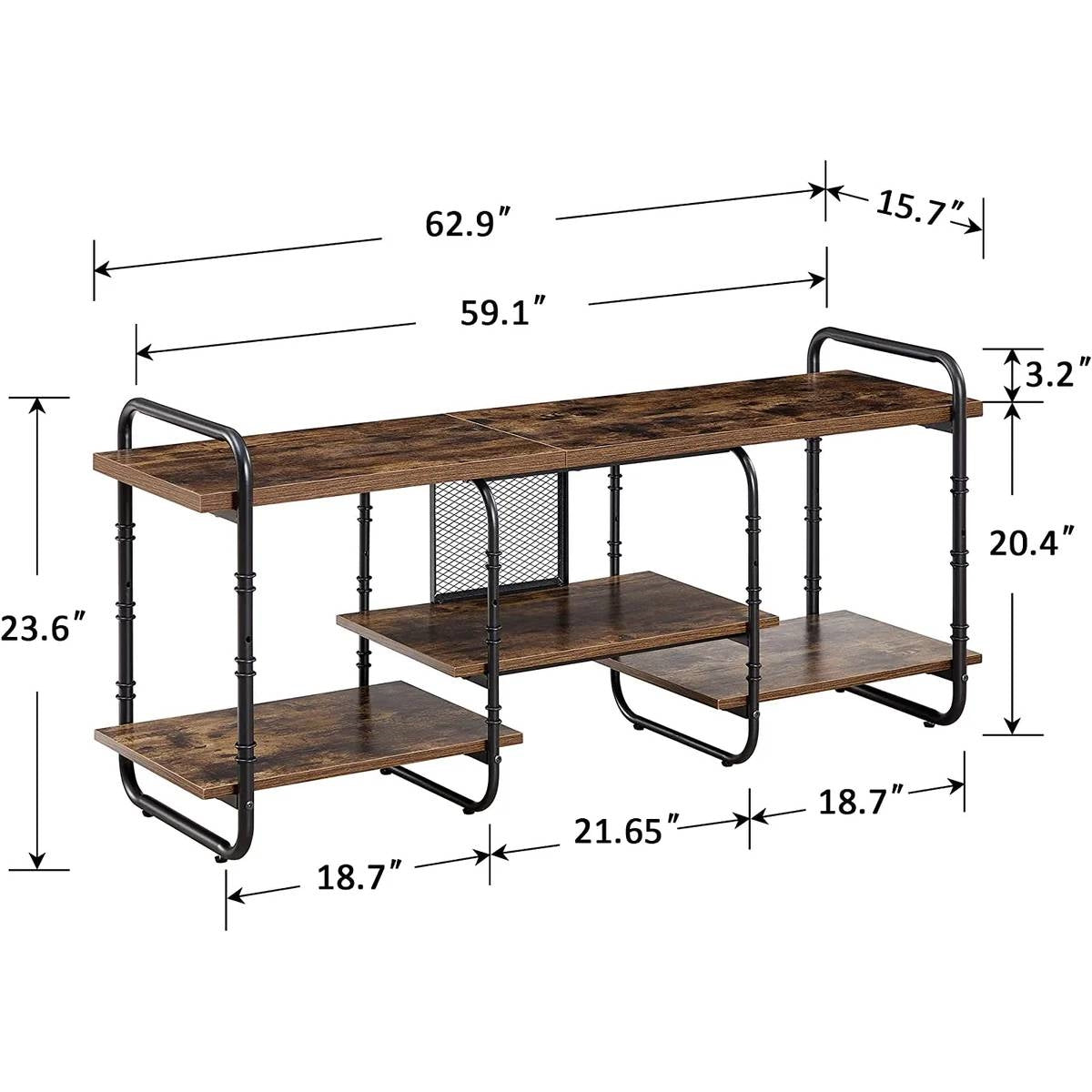 Modern Metal Wood Industrial Entertainment Center TV Stand for TV up to 65-inch-4