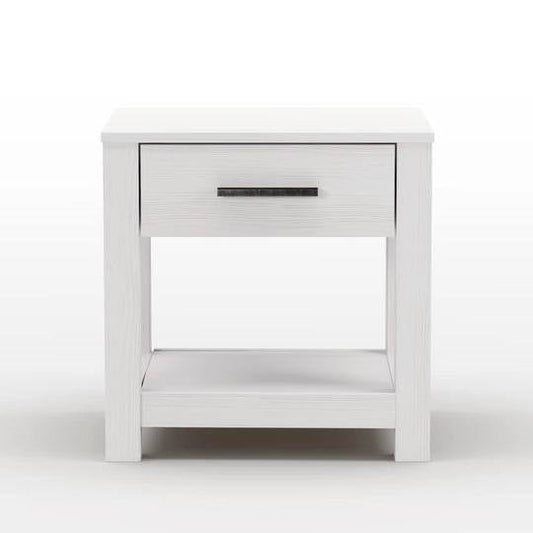 Farmhouse Traditional Rustic White Pine Wood 1-Drawer Nightstand Bedside Table-1