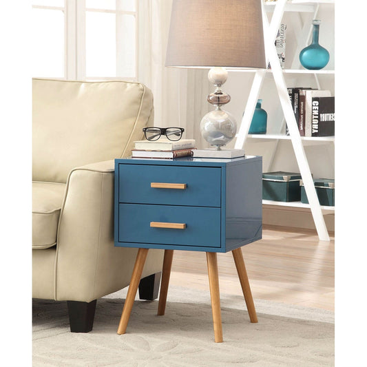 Modern Classic Mid-Century Style End Table Nightstand in Blue Finish-1