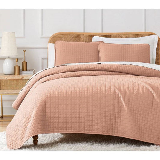 King/Cal King Lightweight Blush Ultra Soft 3-Piece Microfiber Quilt Set-1
