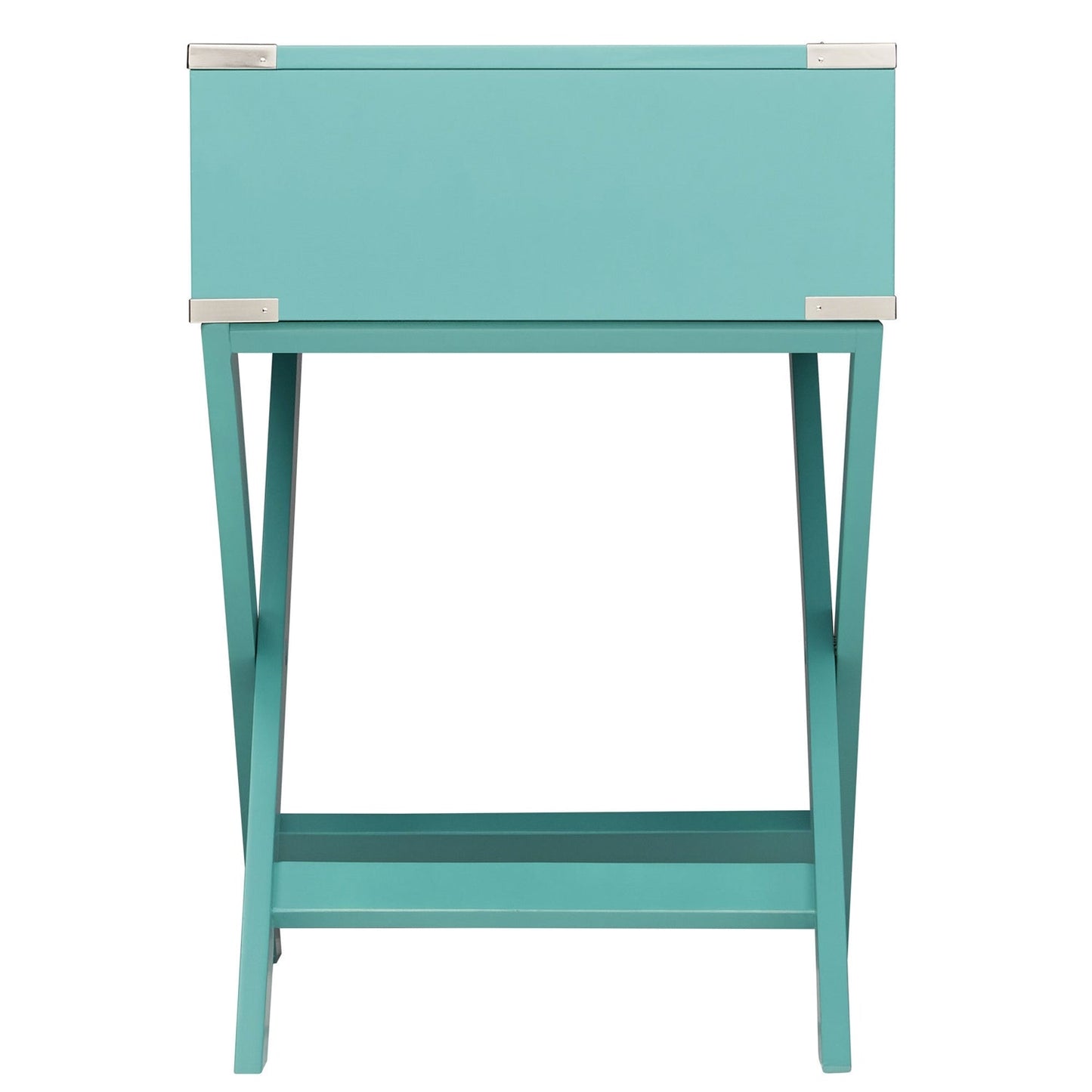 Marine Green Turquoise 1-Drawer Modern End Table Nightstand-2