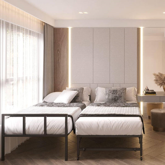 Twin Heavy Duty Black Metal Daybed Frame with Roll-Out Pop-Up Trundle Bed Frame-1