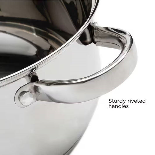 Round 5-Quart Stainless Steel Dutch Oven with Glass Lid-1