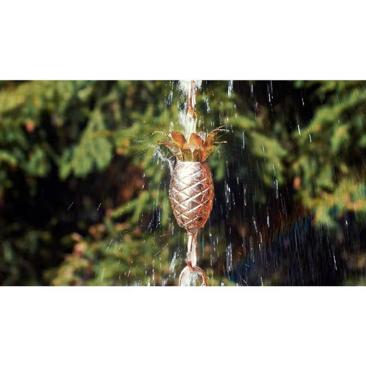 8.5 Ft. Copper Pineapple Rain Chain Gutter Downspout - Basin Not Included-1