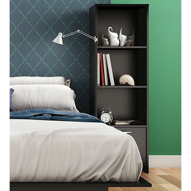 Modern Bookcase with 3 Shelves & Bottom Door in Black-2