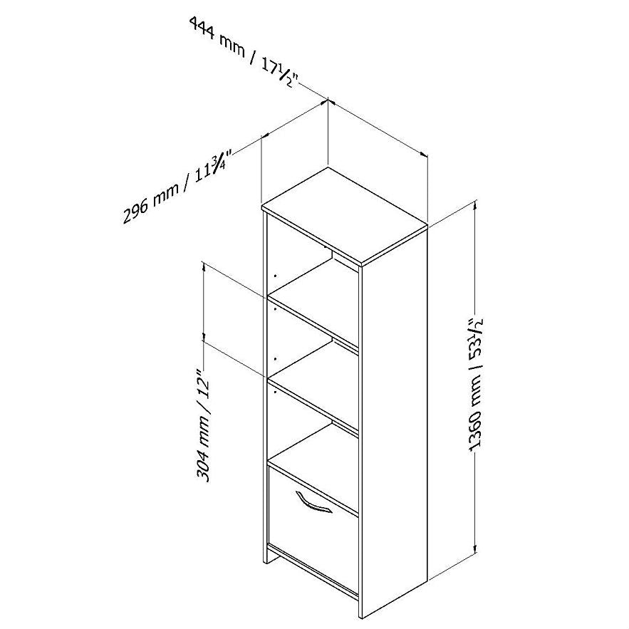 Modern Bookcase with 3 Shelves & Bottom Door in Black-3