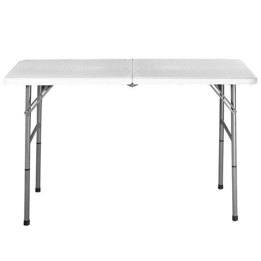White HDPE Plastic Heavy Duty Indoor Outdoor Folding Table with Steel Frame-1