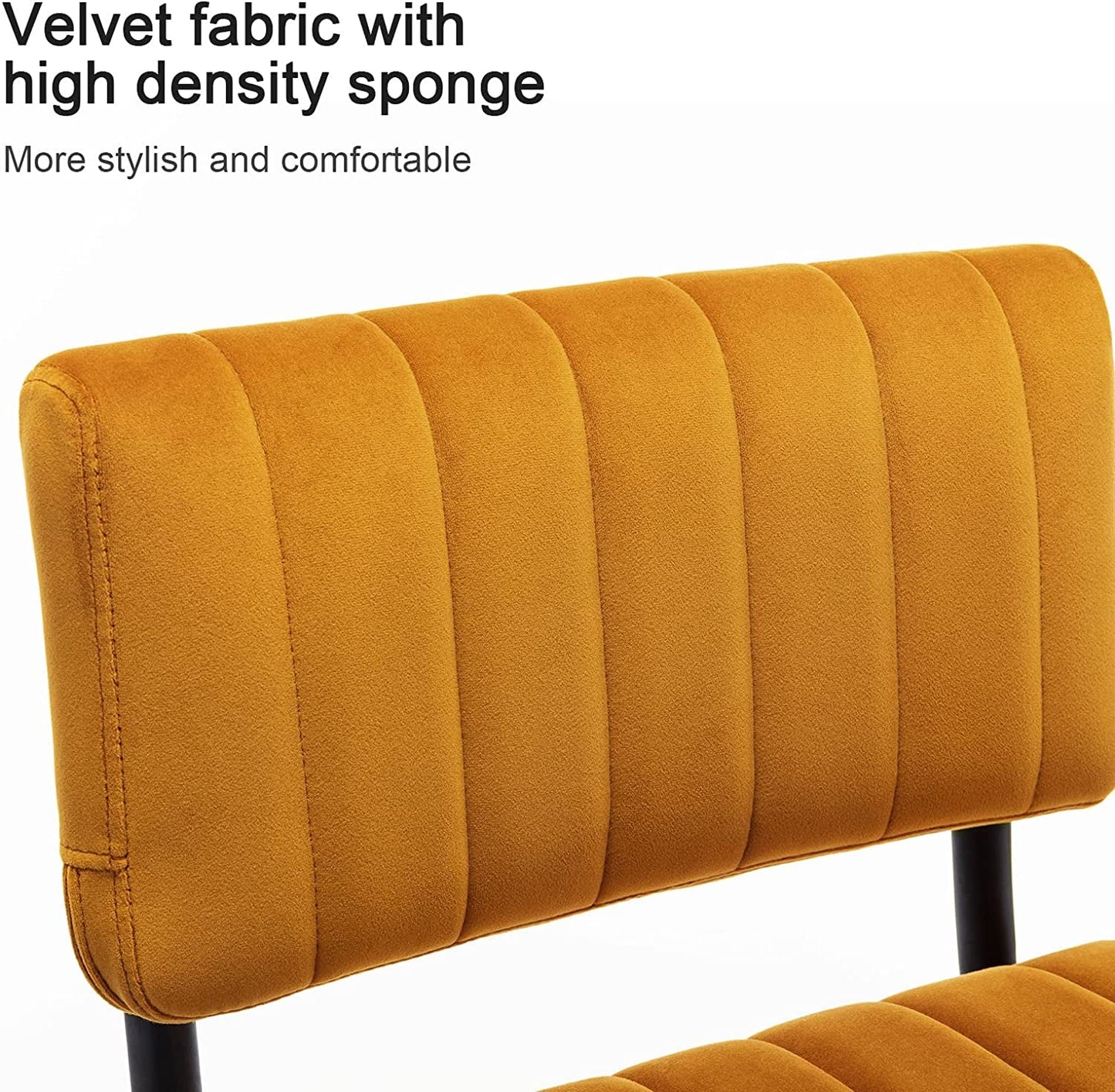Velvet Upholstered Bar Height Chairs Set of 2, Orange-2