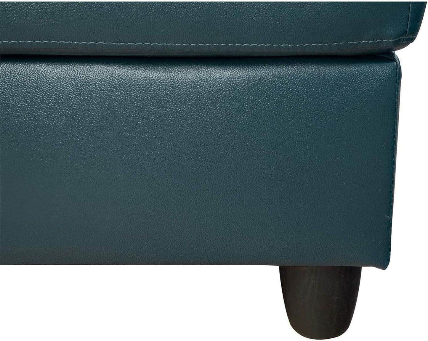 Sectional Sofa Faux Leather Modern L Shaped Couch Set 103.5”Wide Including Chaise and 3 Seating Sofa with Storage Ottoman for Living Room Furniture (Right Hand Facing, A-Denim)-4